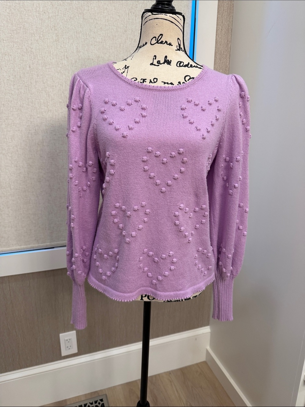 Lilly Pulitzer Lavender Heart Pom-Pom Crewneck Sweater